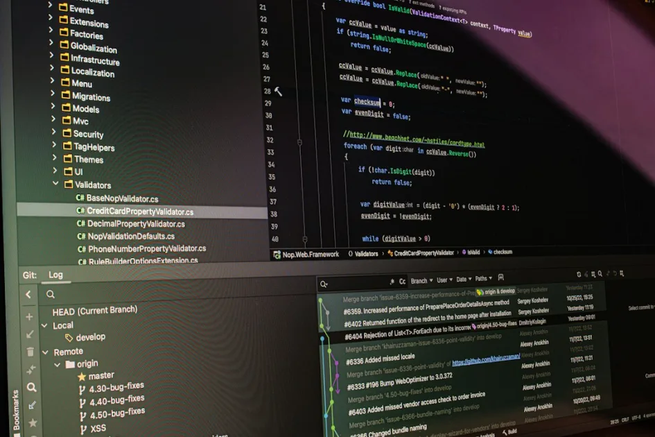 Computer screen displaying lines of code